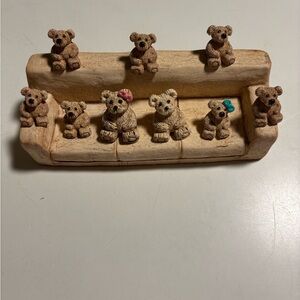 Bears sitting on sofa. Family bears can be personalized. Add dogs cats